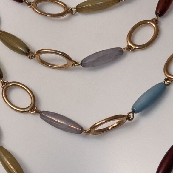 Vintage layered multi clear colored long bead necklace - Picture 4 of 12